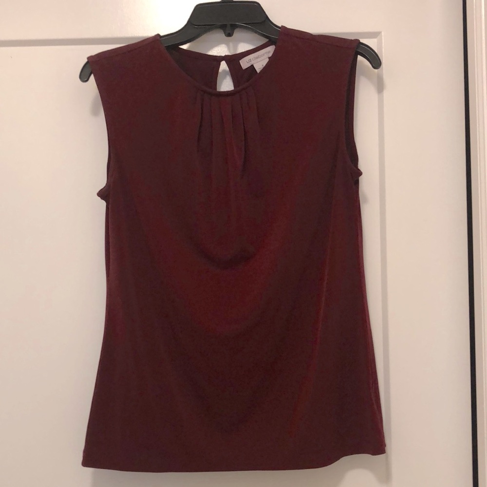 Liz Claiborne maroon pleated blouse